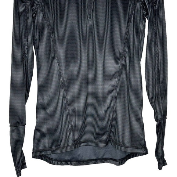 Danskin Now Semi-Fitted 1/4 Zip Black & Gray Striped Top Size M (8-10) - Picture 5 of 9